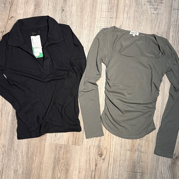 Black Ribbed Top & Olive Green Square Neck Top - Two-Pack - Picture 2 of 12